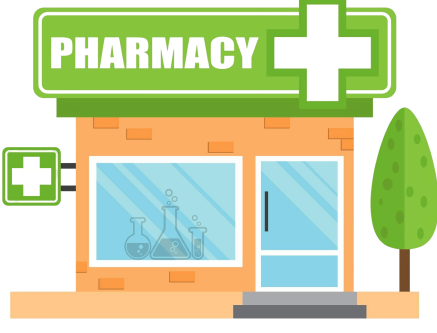 Pharmacies & supermarkets illustration
